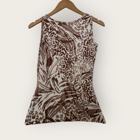 Teez Her brown & white animal print super grip tank top size M with rhinestone - Picture 6 of 6